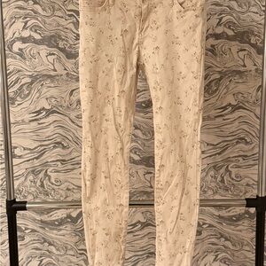 Floral Beige Skinny Jeans for Women